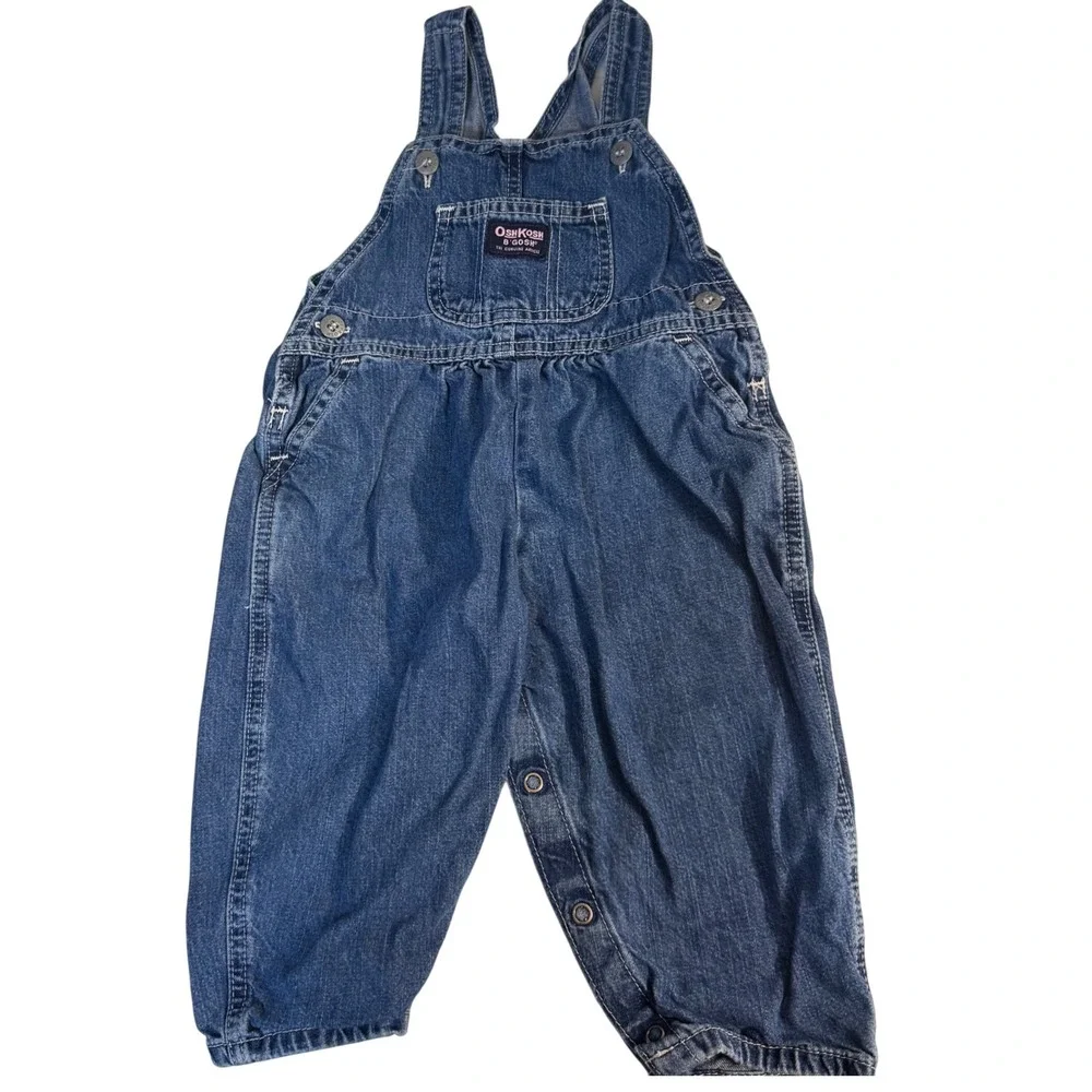 Vintage 90s Oshkosh Bgosh Girl Dark Denim Overalls 18 months cottagecore Vestbak